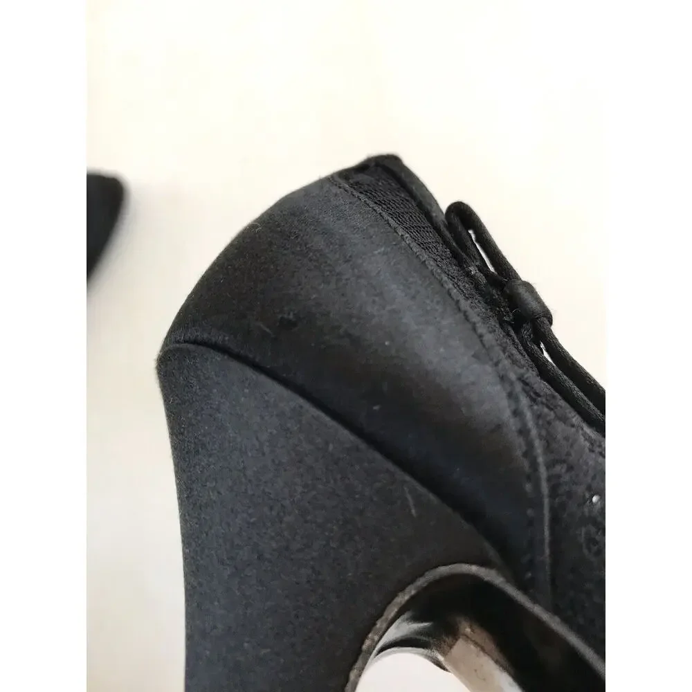 Philosophy di Alberta Ferretti Lace Satin Pumps Heels Black FLAWS